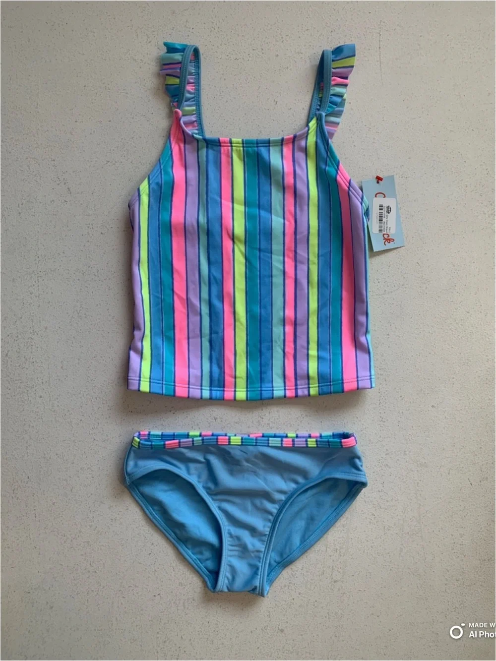 Cat & Jack Girls Blue Striped Bikini Set Size Medium NWT Beach Vacation